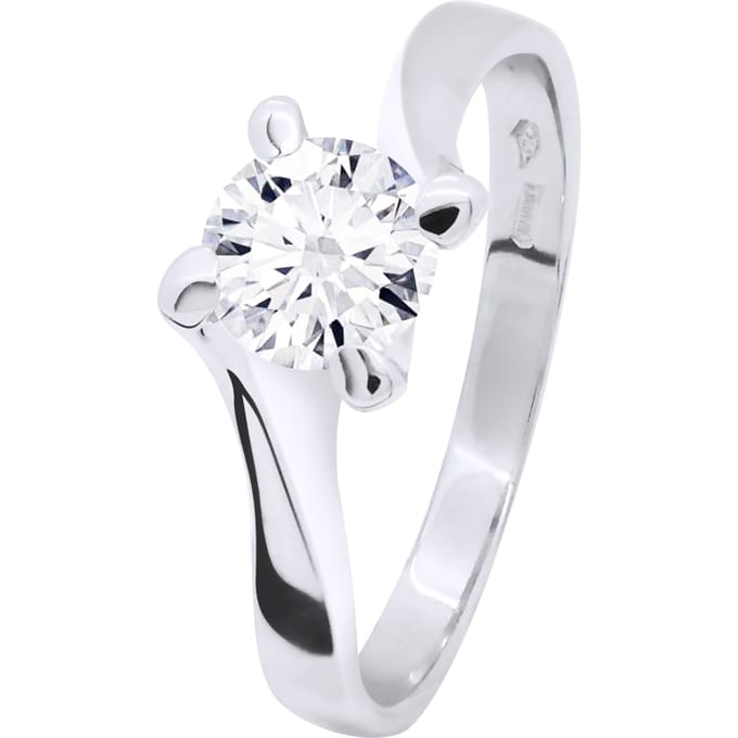 Solitaire Diamond 0,50 Cts 4 Claws White Gold 18 Karaat