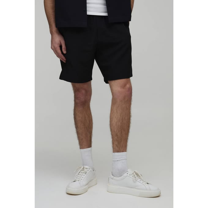 Essential Slim Fit Elasticated Tech Shorts | Black | Size Large