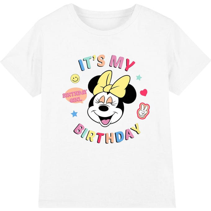 Disney Kinderen/Kinderen Het is mijn verjaardag Minnie Mouse T-Shirt (Wit)