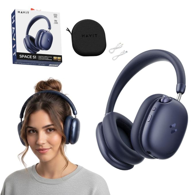 Havit Space S1 - Draadloze Koptelefoon - Adaptieve ANC - Hi-Res Audio - Niebieski