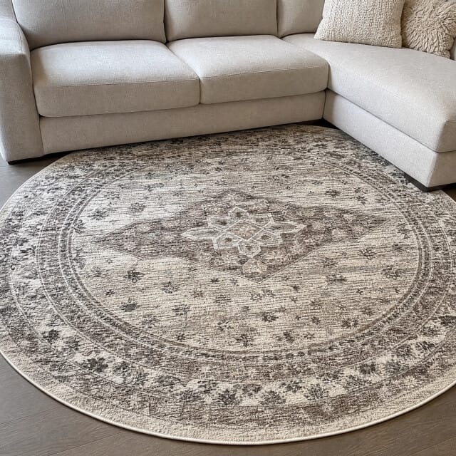 Muratap Vintage rond vloerkleed creme- 160 cm rond