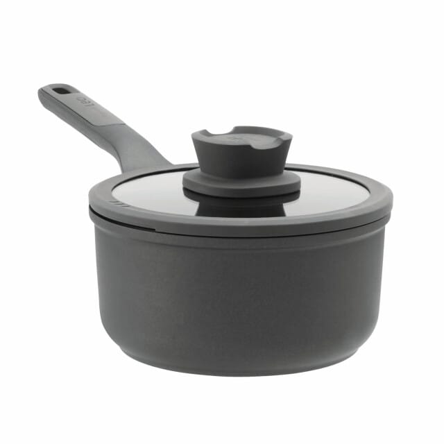 Steelpan antikleef met deksel Stone 18cm - Zwart - PFAS-vrij