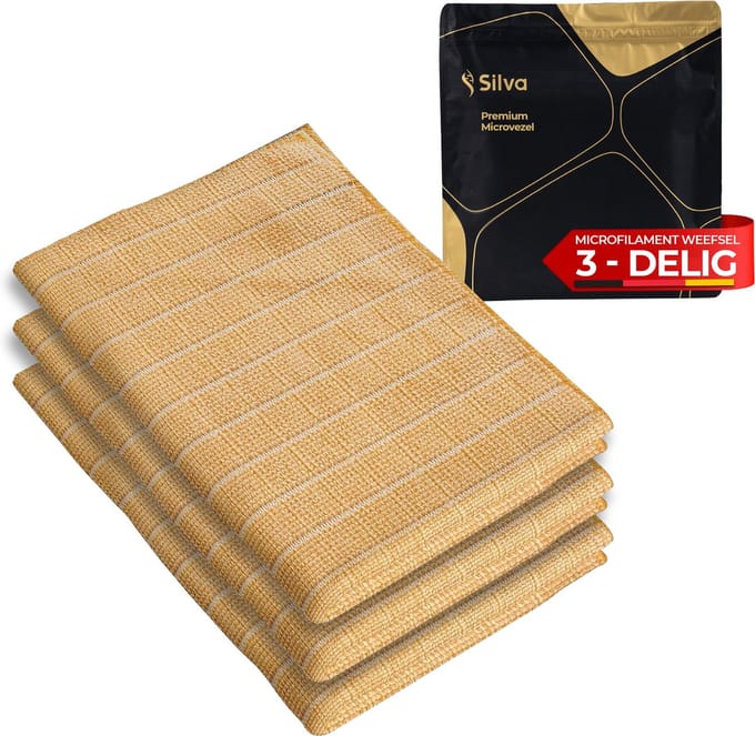 Silva Microvezel Vaatdoekjes - Schoonmaakdoekjes - Theedoek - 3 Stuks