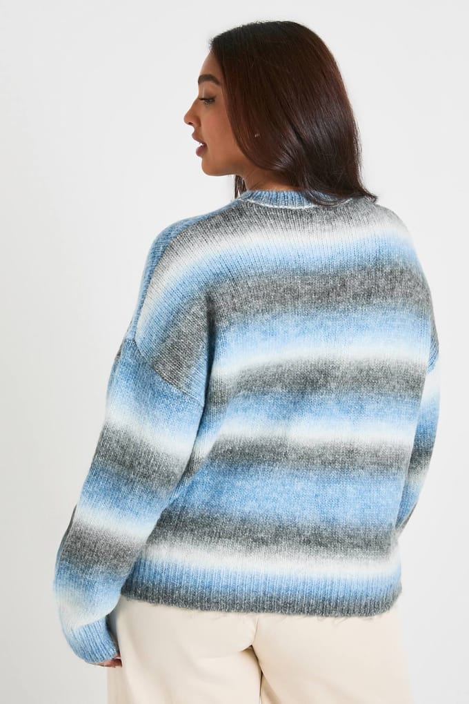 boohoo Dames Plus gebreide ronde hals trui | Blue | Maat: 20-22
