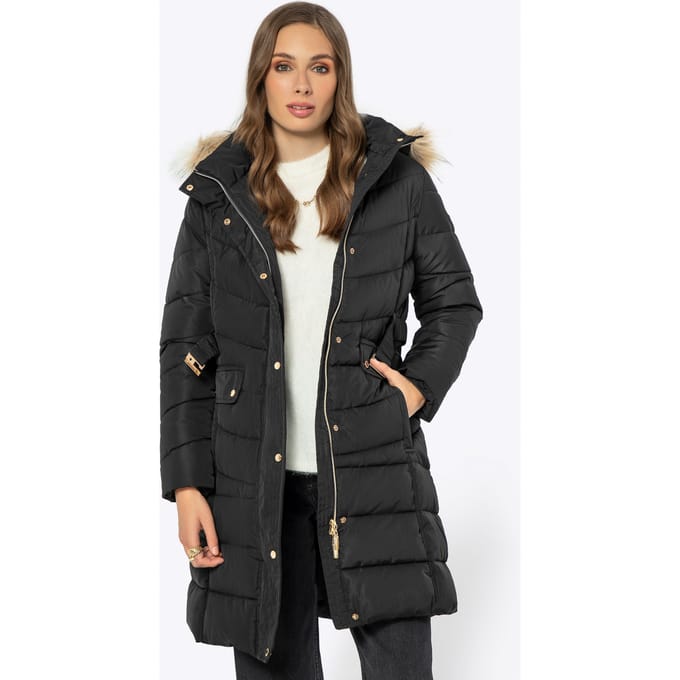 Wittchen Dames Gewatteerde Capuchonjas Zwart Polyester