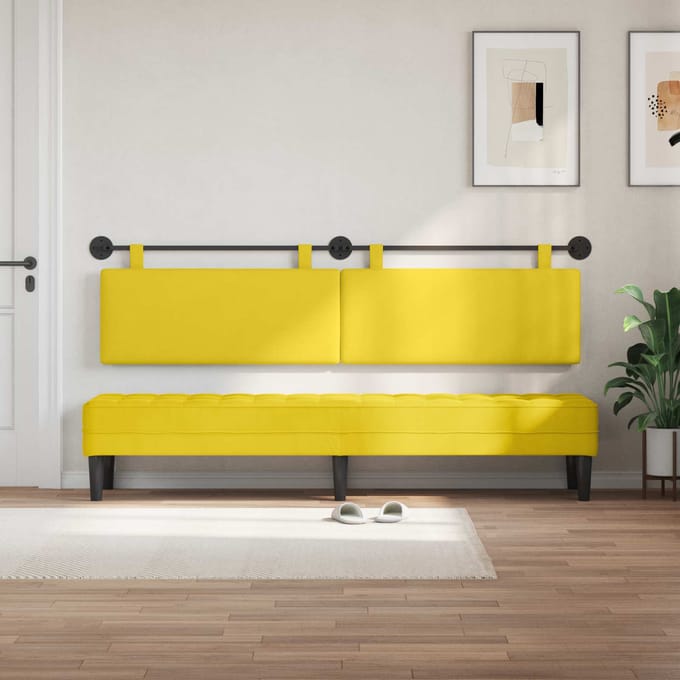 vidaXL - Hangend - hoofdbord - Licht - Geel - Corduroy - stof