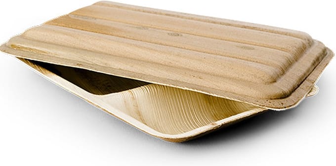 Palmblad Schaal + Deksel Rechthoekig 2V/26x18x4,5cm - 100 st/ds.