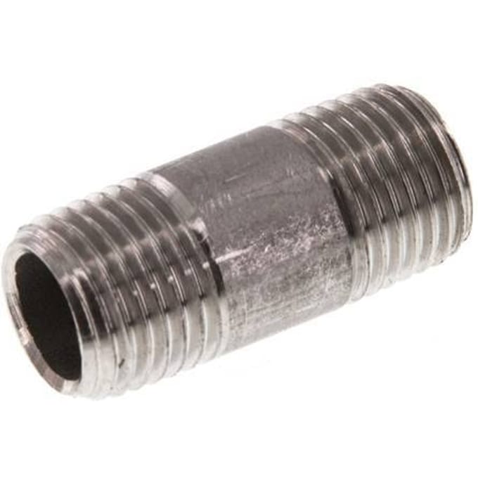 R 1/4'' RVS Dubbele Pijpnippel 20 Bar DIN 2982 - 30mm
