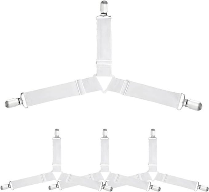 Verstelbare bedlakenspanners met clip - 4 stuks elastische spanbanden voor beddengoed en matrassen