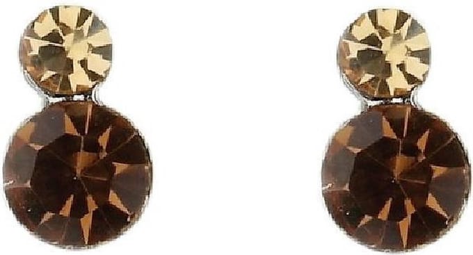 Behave - Oorbellen bruin geslepen glaskristal - zilverkleur - 0,5 cm