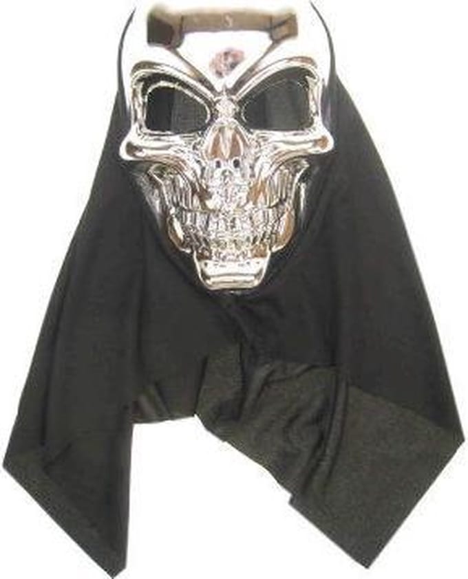 Horror masker doodshoofd zilver met doek