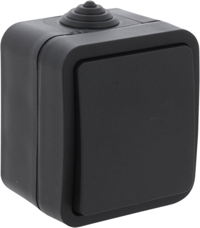 Q-Link Wisselschakelaar - Opbouwschakelaar - Spatwaterdicht IP54 - Geschikt voor Binnen en Buiten Gebruik - Met Randaarde - Gemaakt van Kunststof - Afmetingen 5,3 x 6,2 x 7,7 cm - Kleur Zwart