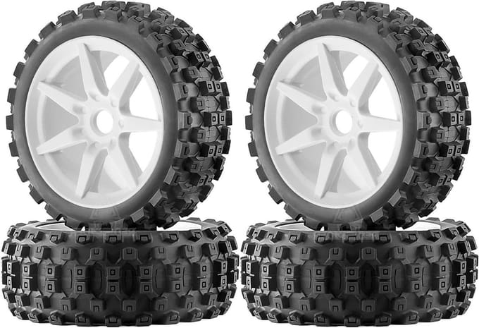 RC Buggy Banden - Off-Road Wielen - RC Racen - 17mm Hex - 1/8 Schaal - Wit
