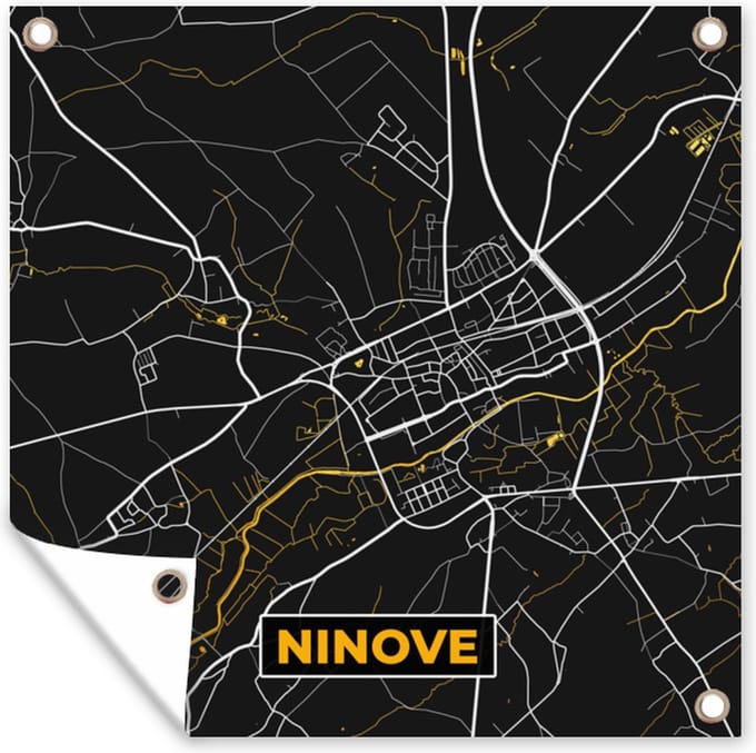 Tuindoek Goud - Kaart - Ninove - Stadskaart - Plattegrond - 100x100 cm