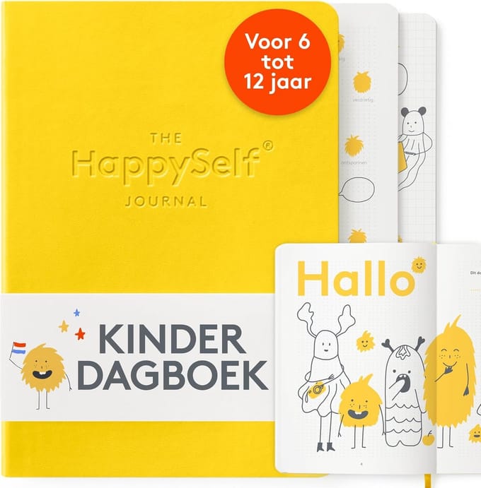 Kinder Dagboek - Groeiboek Jeugd - Positieve Ontwikkeling - Dankbaarheidsactiviteiten - A5 Formaat - Geel