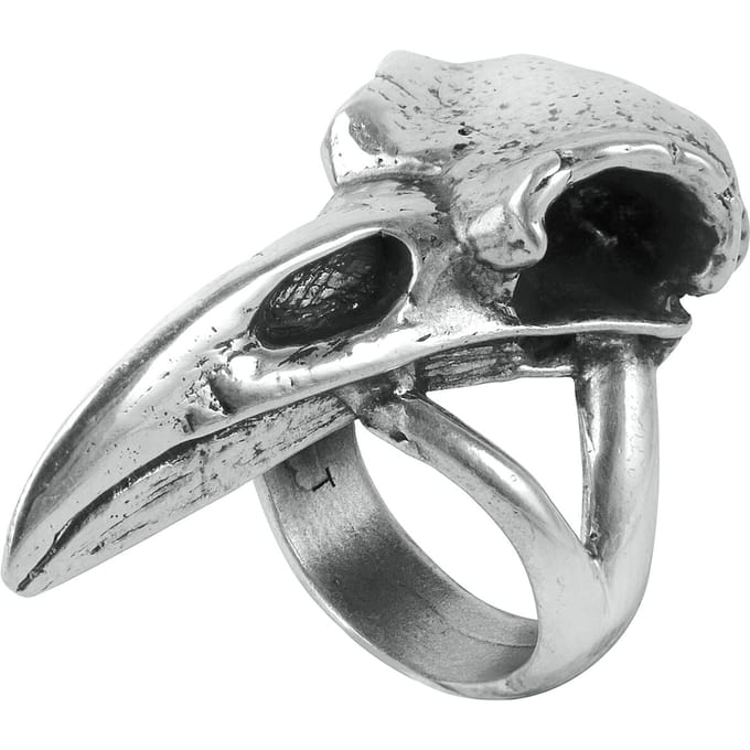 Alchemy Gothic - Gothic Ring - Raven Skull - voor Vrouwen - zilverkleurig