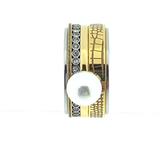 iXXXi Ring Monique – Compleet Samengesteld – Maat 18 – Bi-Color – Parel & Zirkonia