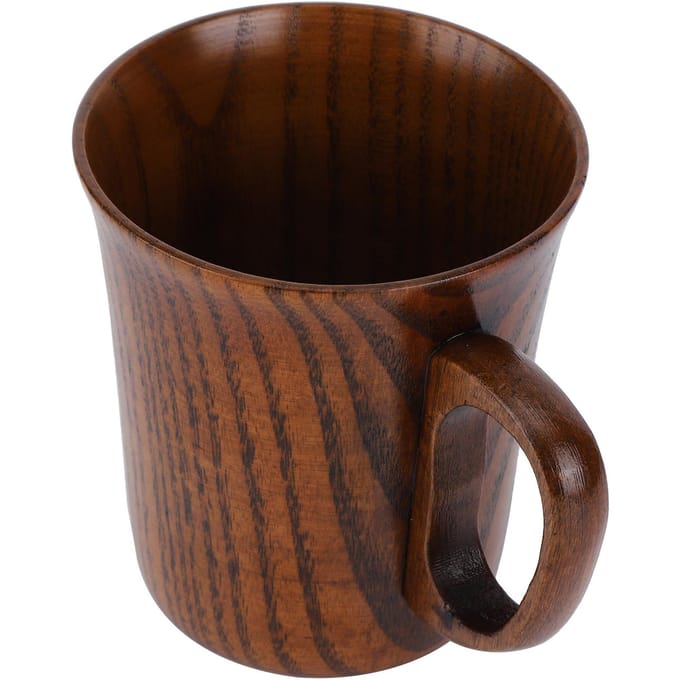 Houten Waterbeker Koffiemokken met Handvat Ontbijt Melk Drinkbenodigdheden Huisdecoratie black