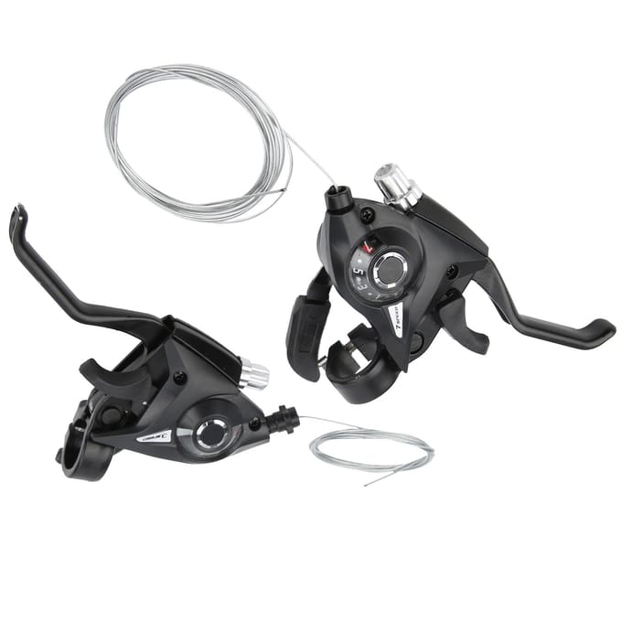 1 Paar 3x7 21 Versnellingen Fiets Rem- en Schakelhendels Combinatieset met Schakelkabel gray