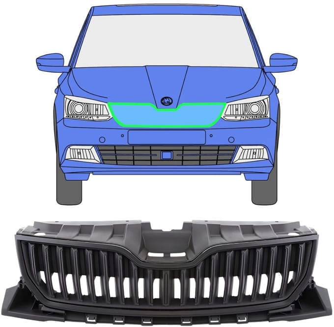 Zwarte grill voor Skoda Fabia 2014-2018 / Set
