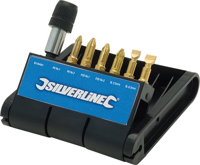 Silverline 7-delige diamant schroevendraaier bithouder set
