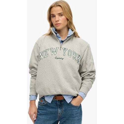 Superdry Athletic Essentials Applicatie Halve Rits Sweatshirt Grijs Grootte: 44