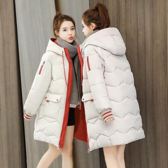 Donsjack Dames Winterkleding Koreaans Los Katoengevoerd Jack Dik Brood Gevoerde Jas Capuchon Gewatteerd Jack S beige