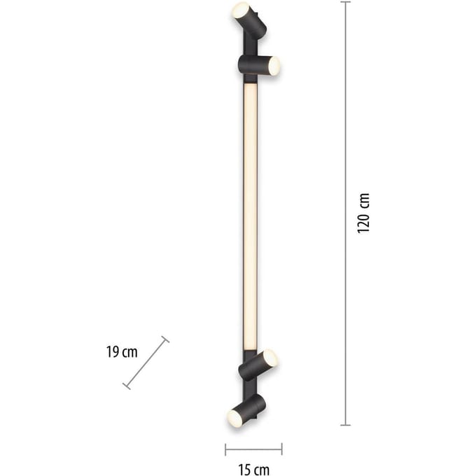 PURE LED plafondlamp Lines, 120 cm, antraciet, afstandsbediening