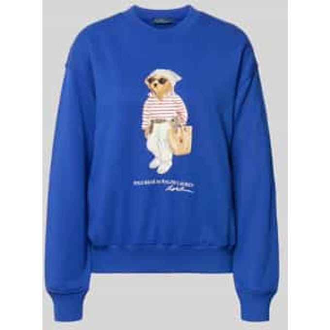 regular fit sweatshirt van katoenmix met bear-motief