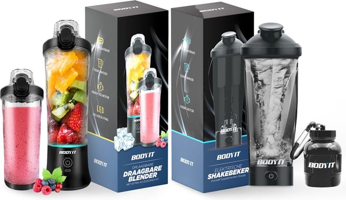 BODYIT® Wellness Pakket - Elektrische Shakebeker + Draagbare Blender