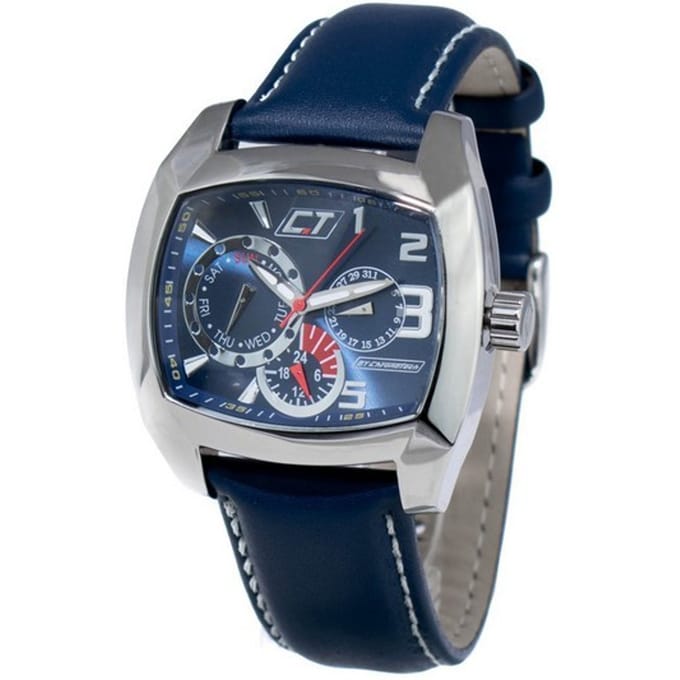 Horloge CHRONOTECH CC7049M-03. Kwarts, Kleur blauw. Man. gray