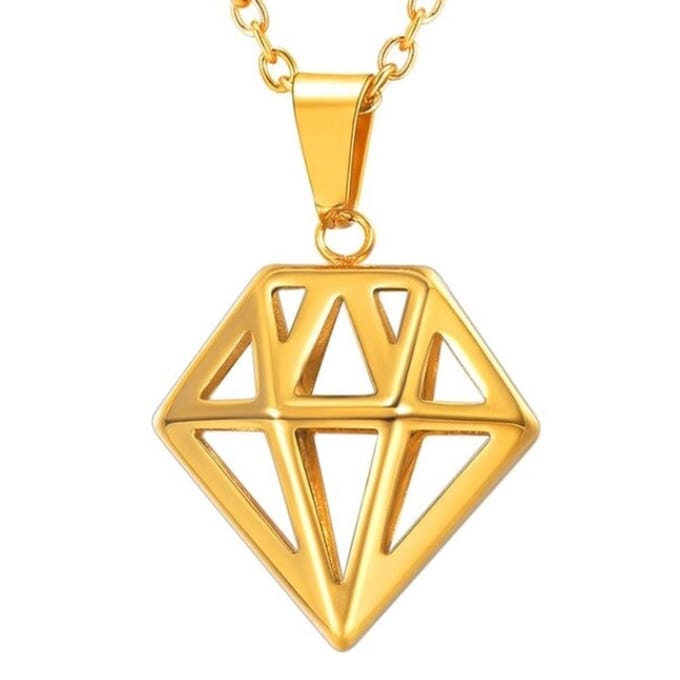 Mendes heren ketting Edelstaal Diamant Goudkleurig