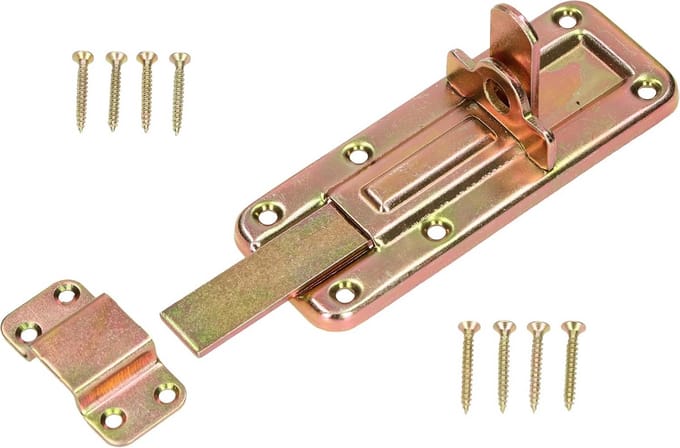 Lock latch 120 mm met slotplaat voor deuren - Galvanisch geel verchroomd universeel