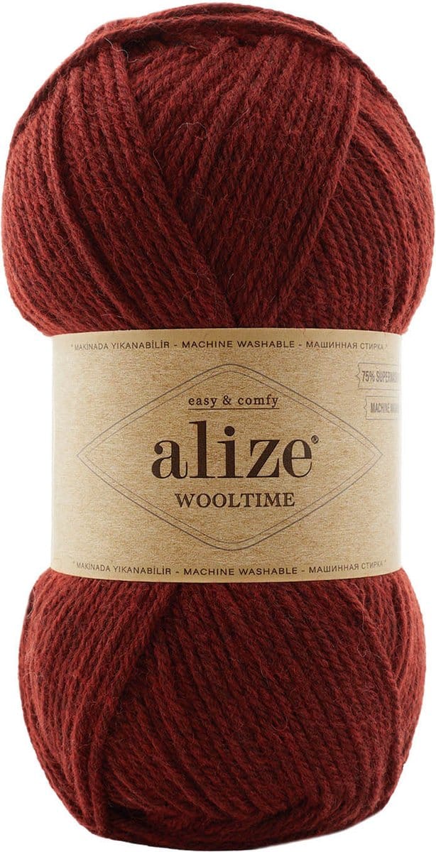 Sokkenwol Alize Wooltime - Easy & Comfy - Superwash - Bruin/Paprika
