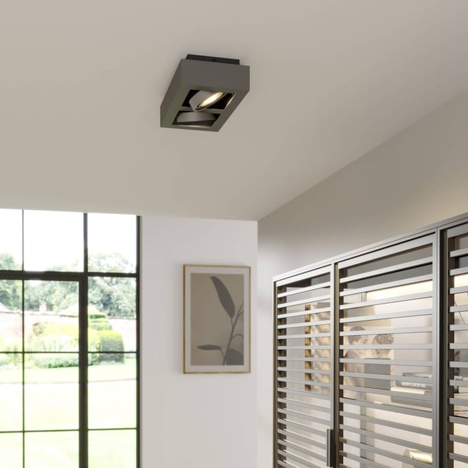 Arcchio - plafondlamp - 2lichts - Aluminium, metaal - H: 9 cm - GU10 - donkergrijs