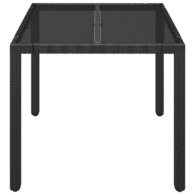 vidaXL - Tuintafel - met - glazen - blad - 90x90x75 - cm - poly - rattan