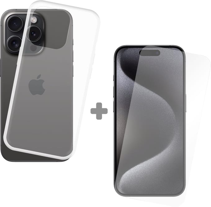 Cazy soft TPU Hoesje + Tempered Glas Screenprotector geschikt voor iPhone 15 Pro - Transparant