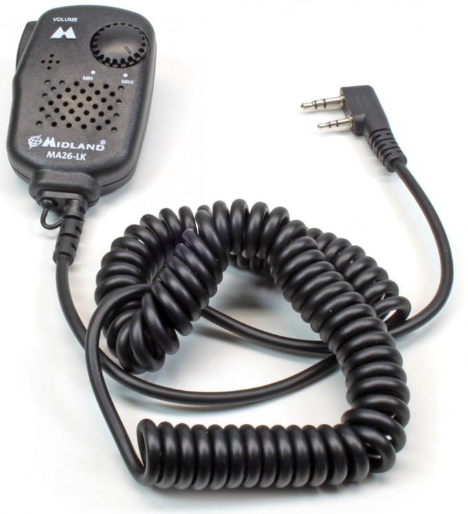 Midland MA-26LK Speakermicrofoon C515.04 Kenwood 2 pins , volumeregeling, earphone aansluiting, portofoons