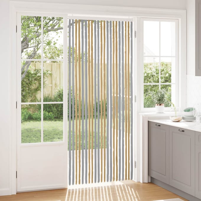 vidaXL - Insecten - Gordijn - Chenille - Grijs - en - Beige - 90 - x - 220 - cm - 100% - PP