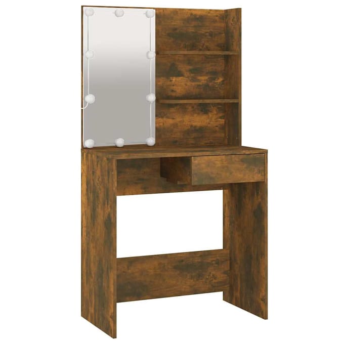 vidaXL - Kaptafel - met - LED-verlichting - 74,5x40x141 - cm - bruin - eikenkleur