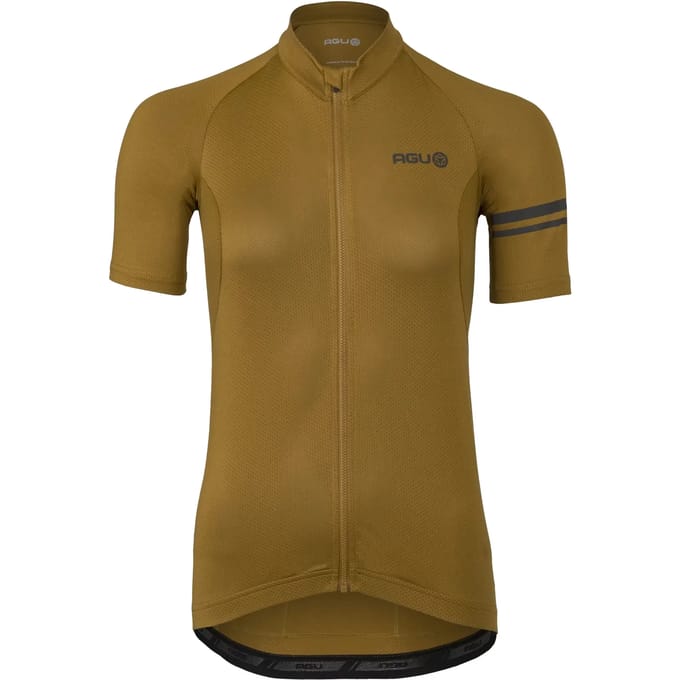 agu Core Fietsshirt Dames Korte Mouwen - Armagnac - Drie achterzakken - YKK-rits over de hele lengte - Sneldrogend interlock