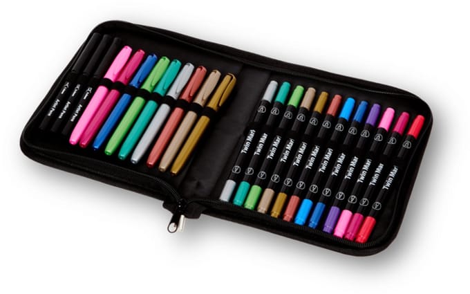 Metallic twinmarkers | 24 stuks | Inclusief handige reisetui |