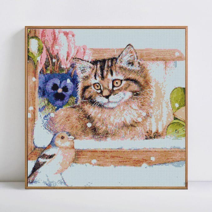 Vente Broderie Diamant DIY Chat Peinture Diamant Mosaïque Diamant Rond Complet Point de Croix 30x30CM gray