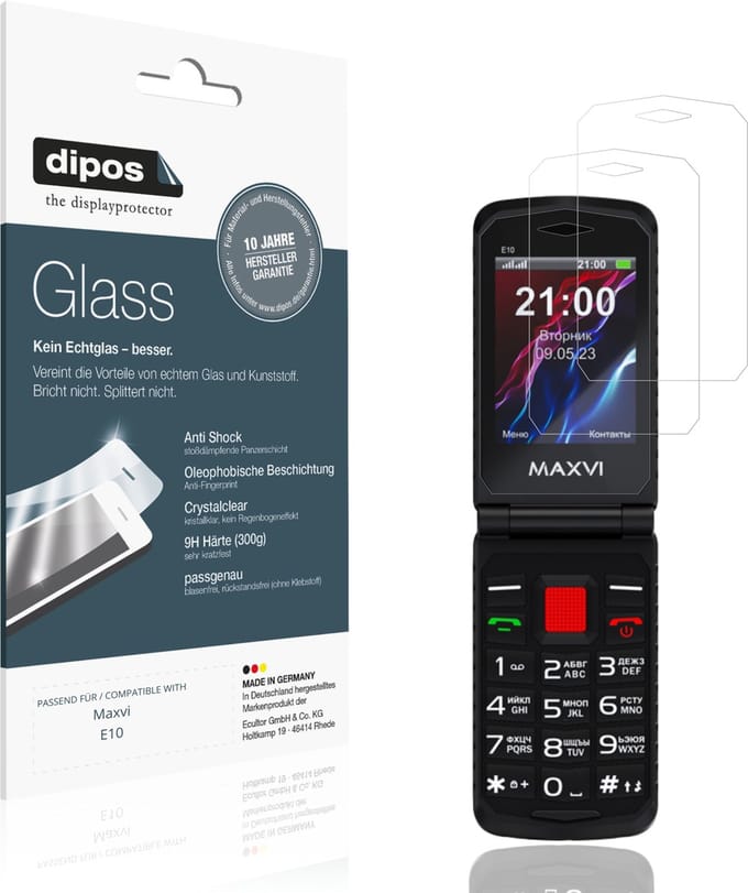 dipos – 2x Pantserfolie geschikt voor Maxvi E10 | 9H Screenprotector