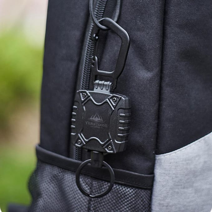 Mousqueton en plastique robuste, porte-clés élastique magnétique rétractable Anti-perte pour l'extérieur noir