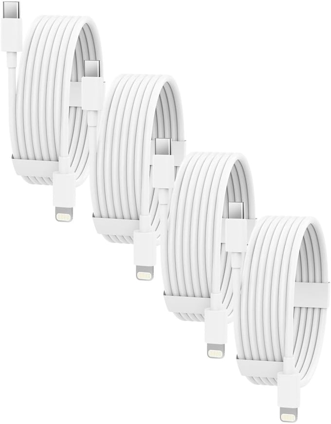 USB C naar Geschikt voor: USB Lightning Kabel - 2 Meter Oplaadkabel 4x - Snel Lader USB-C Oplader - Wit