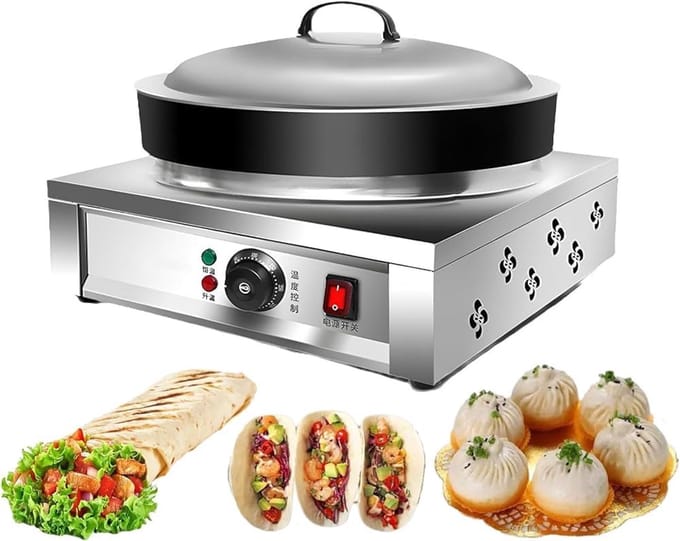 Elektrische Crêpe Maker - Pannenkoeken Plaat - Professioneel Bakken - Traploze Temperatuurregeling - 40cm Diameter - Zilver