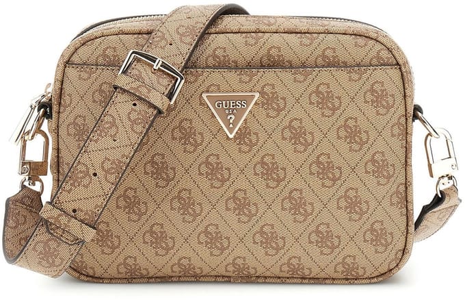 GUESS Schoudertas Meridian II Camera Bag Latte Logo Lichtbruin