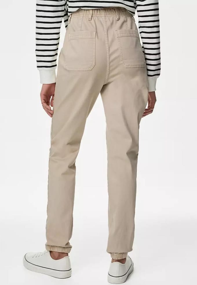 M&S Collection Dames Katoenmix Slim Fit Enkel Grazer Joggers Zand