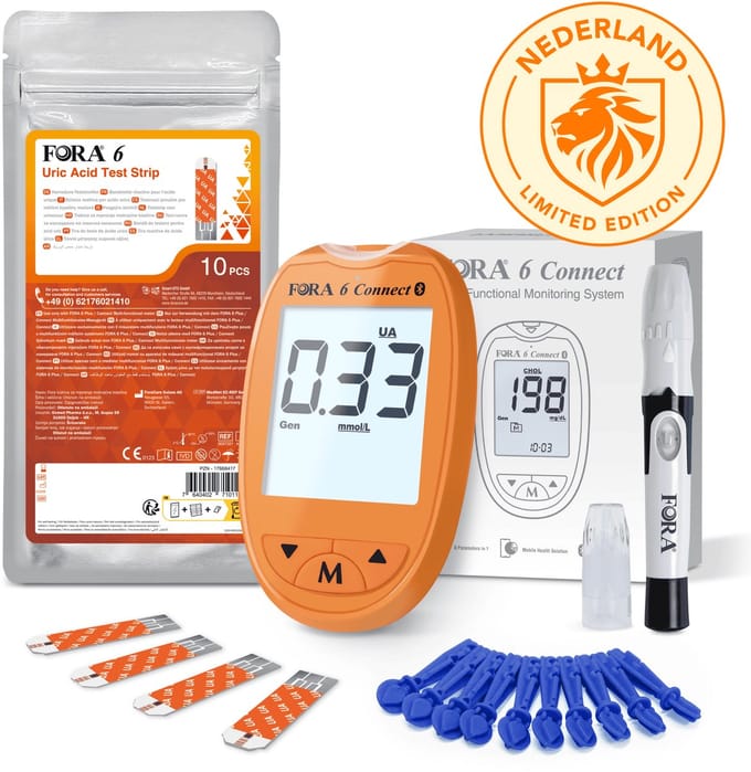 FORA 6 Connect Urinezuurmeter - Speciale Editie (Oranje)
